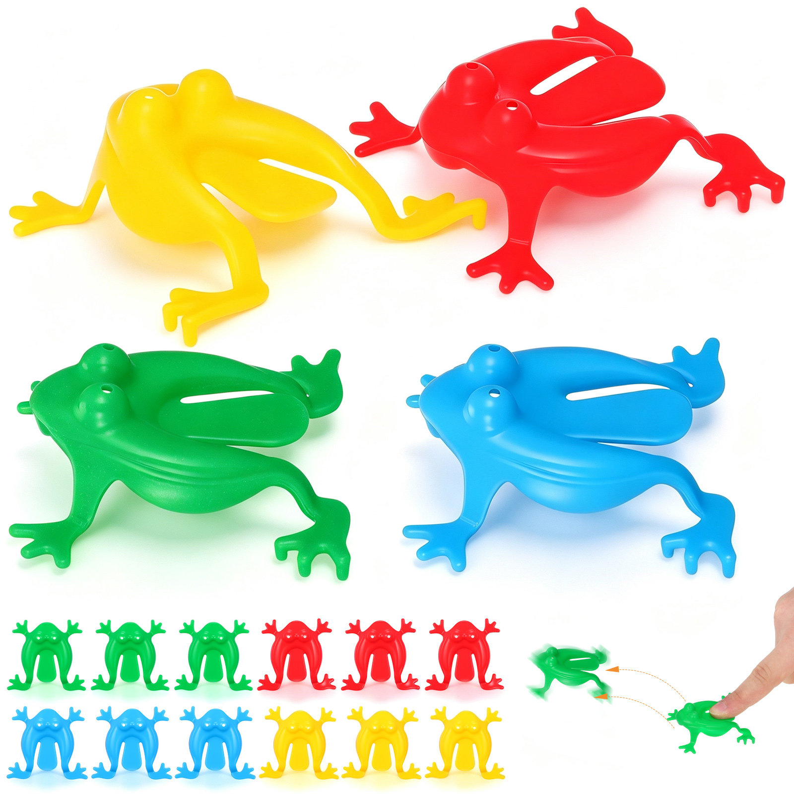 Kids Outdoor Jumping Toys - 16 шт. прыгающих лягушек разных цветов,