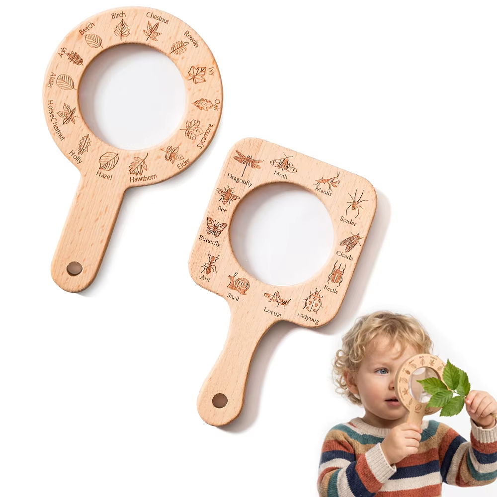 Kids Outdoor Nature Toys - Деревянная лупа для детей: наблюдение за