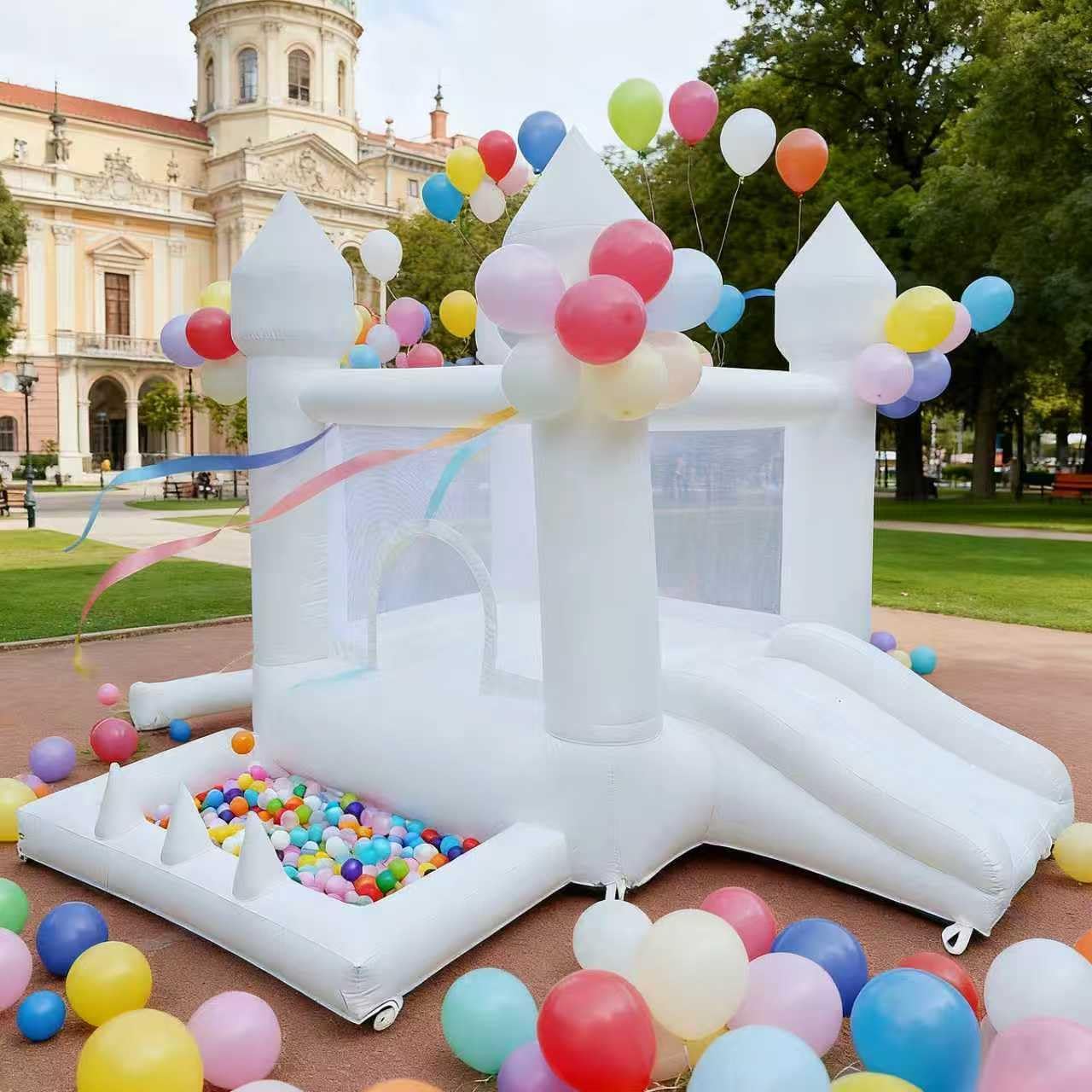 Kids Outdoor House - Белый надувной батут, надувной замок для