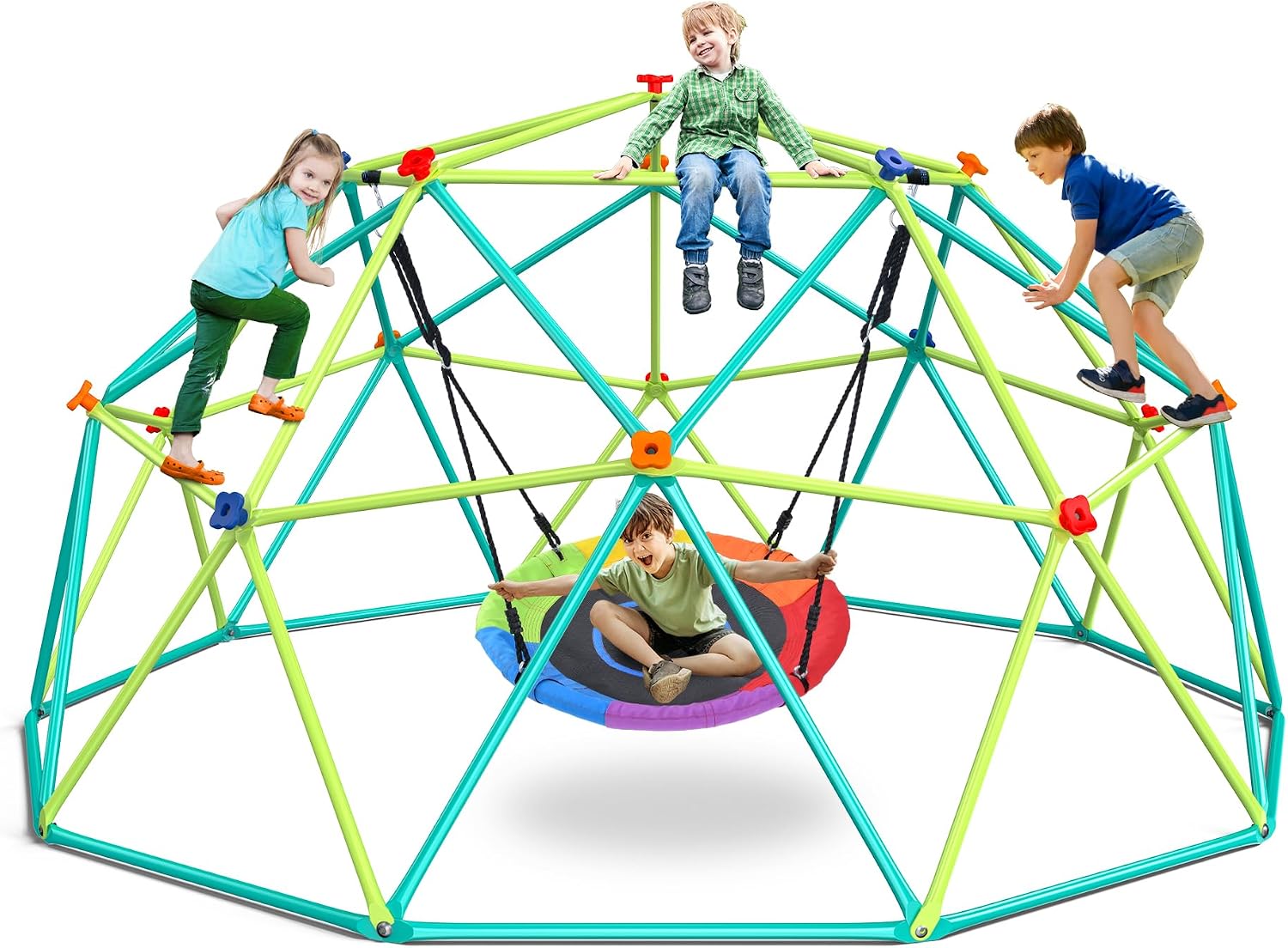 Kids Outdoor Gym - 10-футовый игровой комплекс-домик с качелями-тарелками для