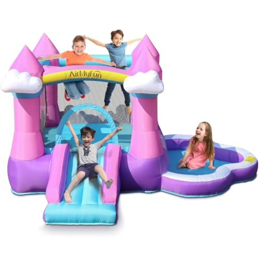 Kids Outdoor House - Розовый надувной батут для детей 3-8