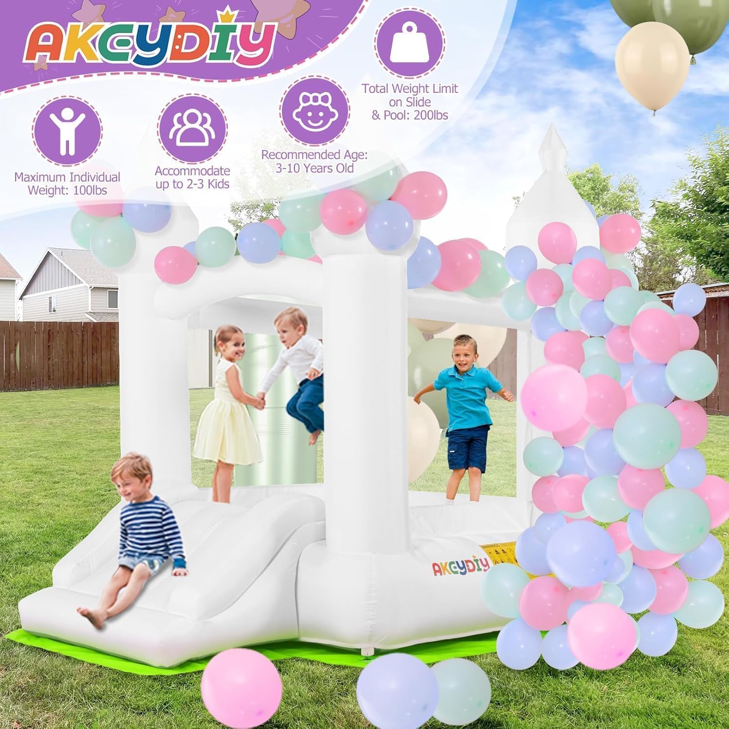 Белый надувной батут для детей – обзор и цена Kids Outdoor House
