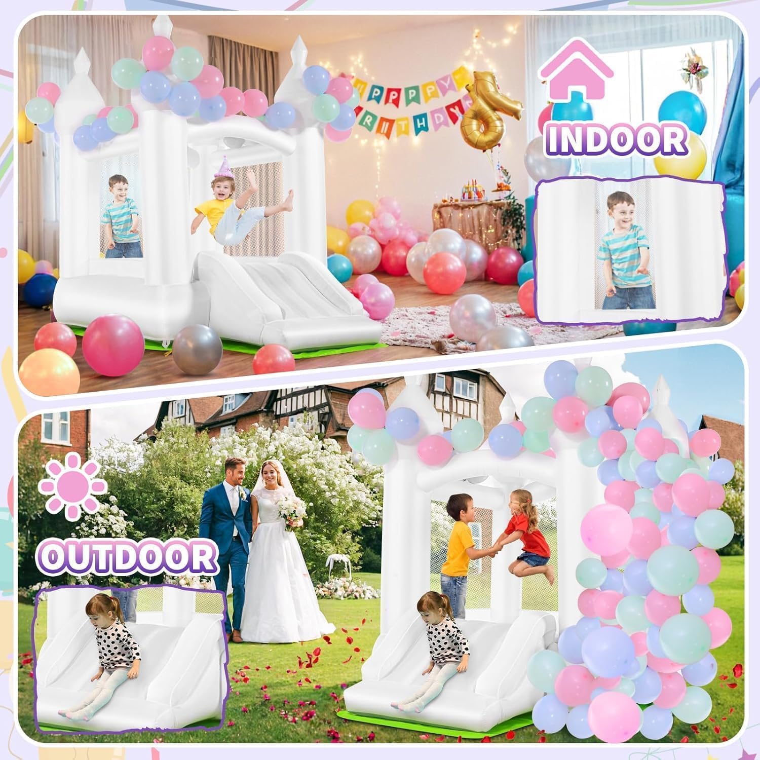 Белый надувной батут для детей – обзор и цена Kids Outdoor House