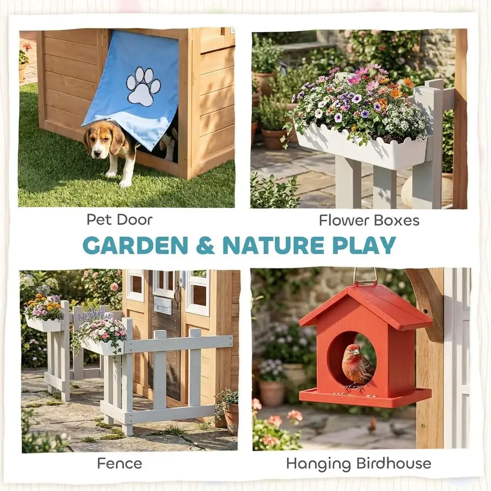 Детский деревянный игровой дом – обзор и цена Qaba Kids Outdoor Playhouse