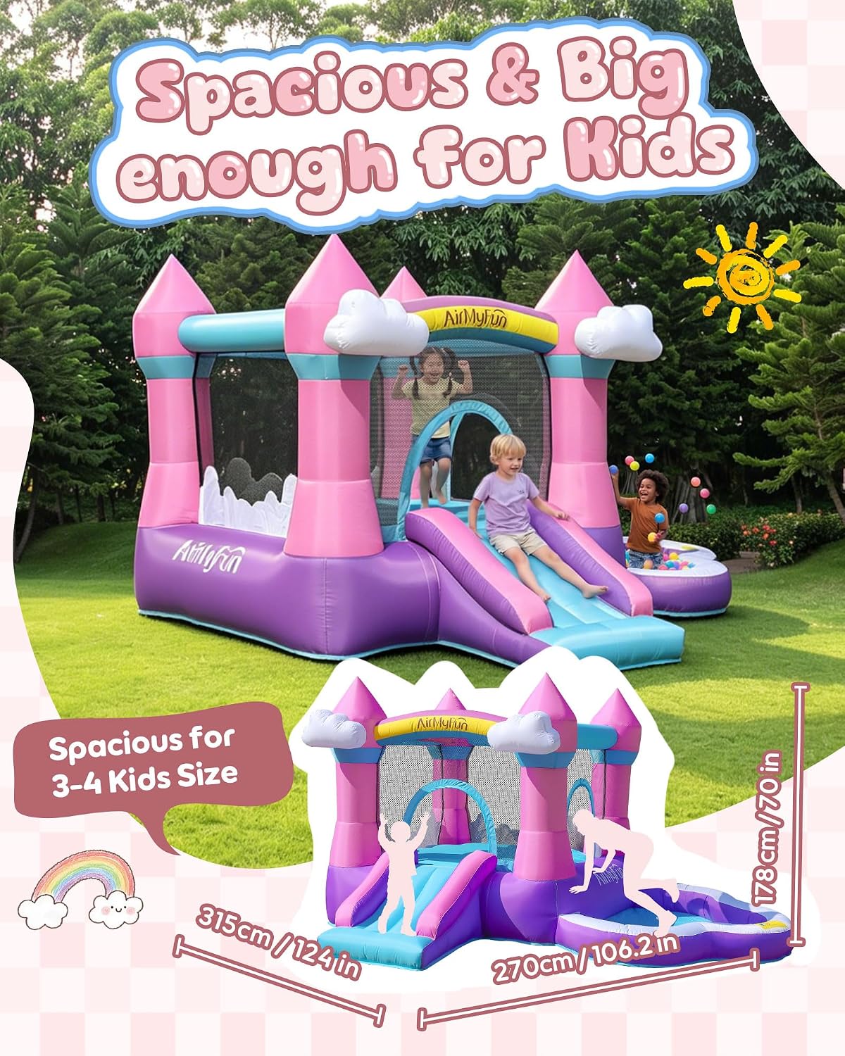 Розовый надувной батут для дет – обзор и цена Kids Outdoor House