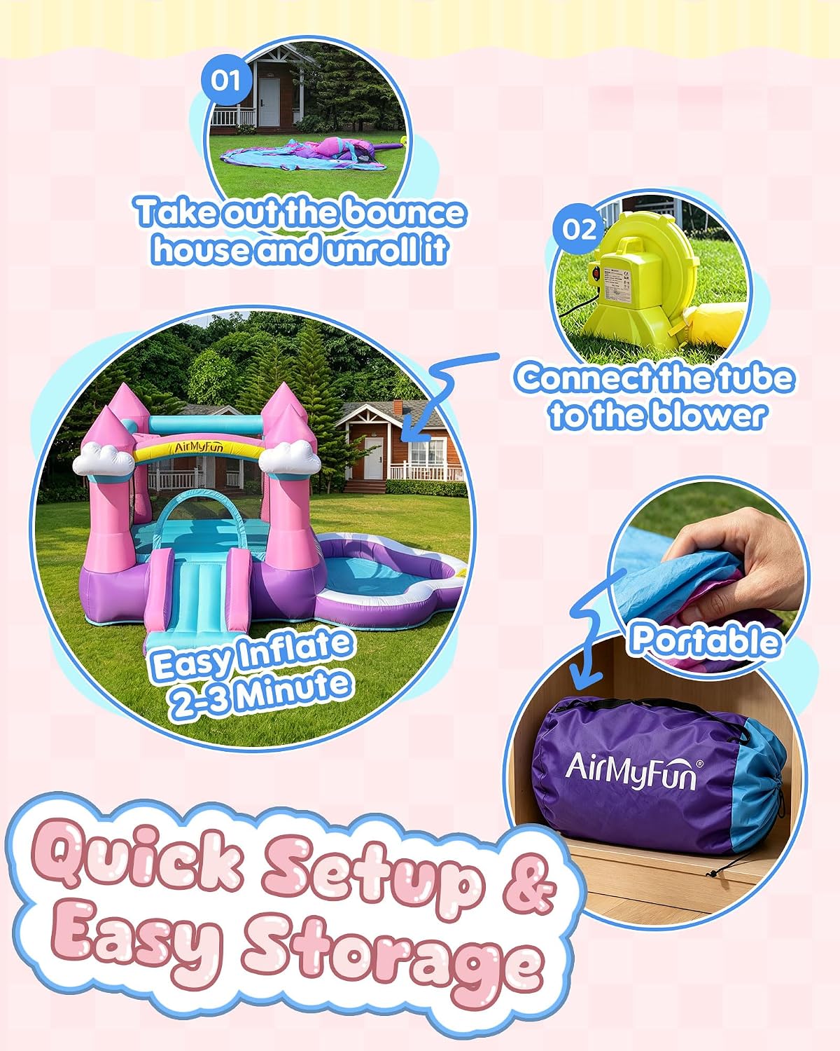 Розовый надувной батут для дет – обзор и цена Kids Outdoor House
