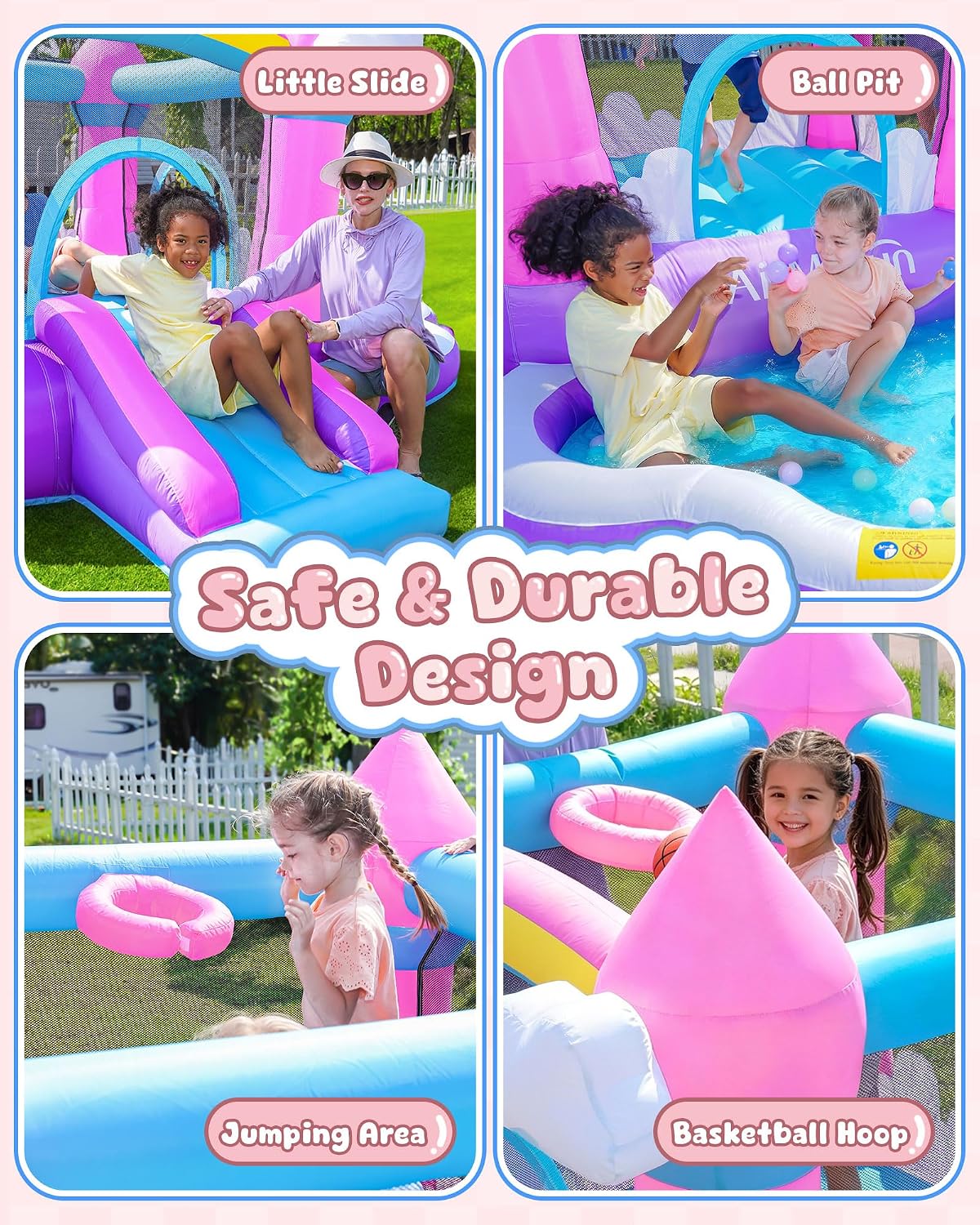 Розовый надувной батут для дет – обзор и цена Kids Outdoor House