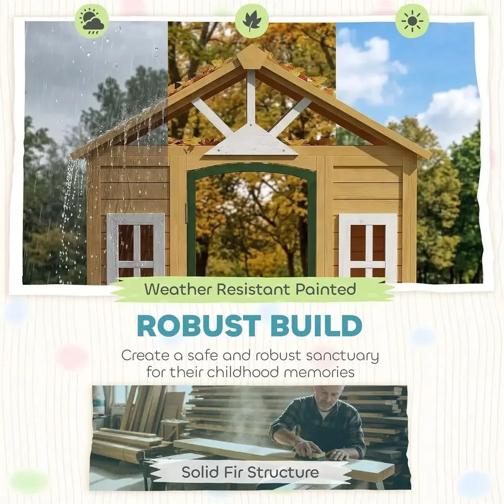 Детский деревянный игровой дом – обзор и цена Qaba Kids Outdoor Playhouse