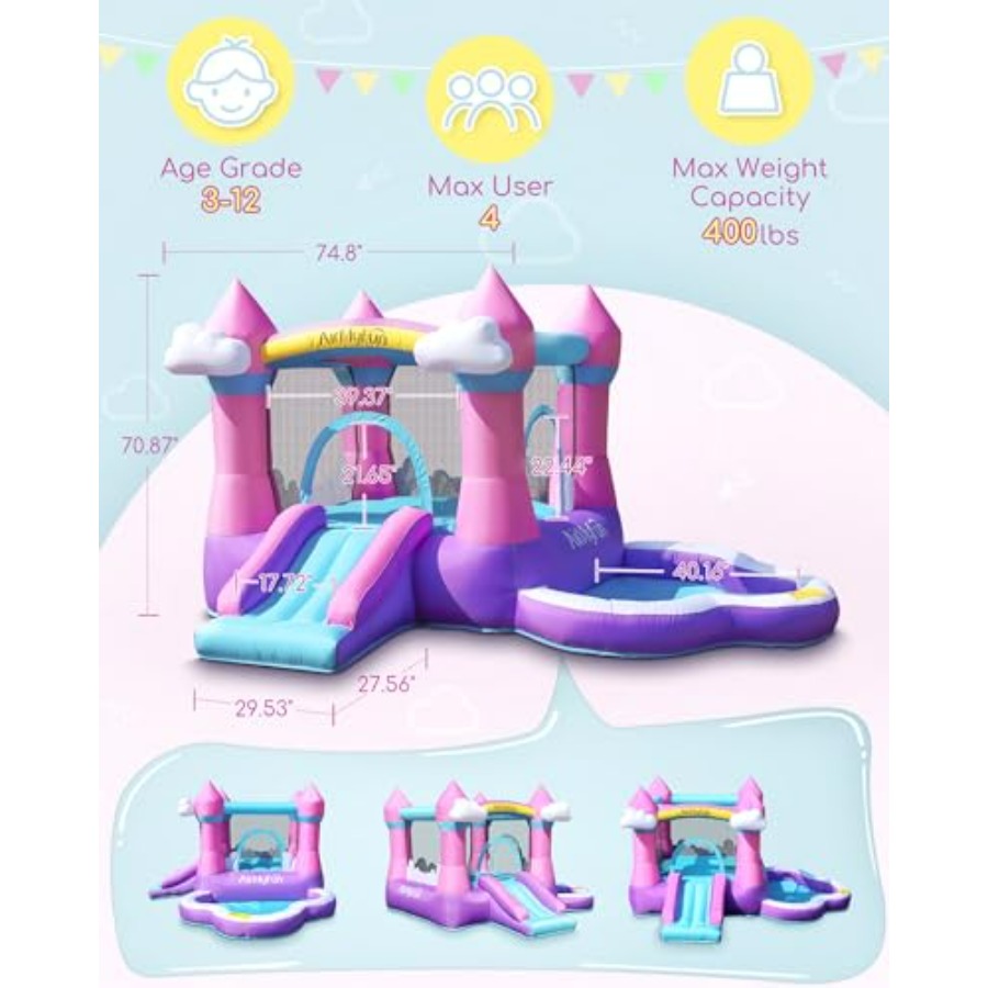 Розовый надувной батут для дет – обзор и цена Kids Outdoor House