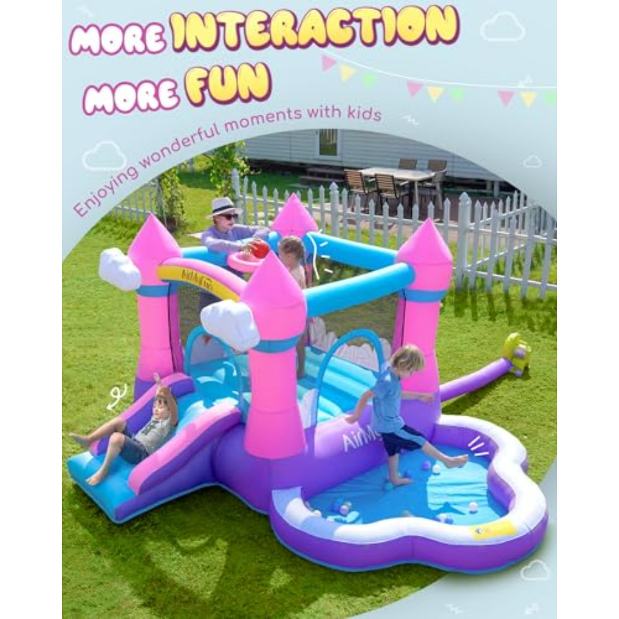 Розовый надувной батут для дет – обзор и цена Kids Outdoor House
