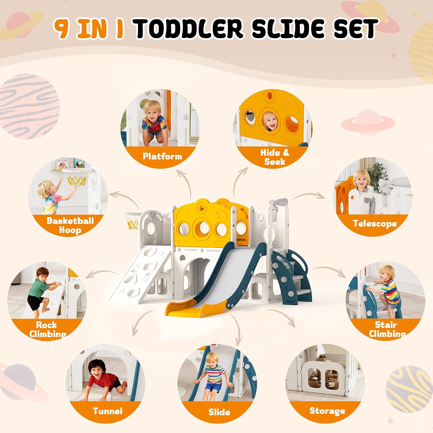Игровой комплекс 9 в 1 для мал – обзор и цена Kids Outdoor Slide Set